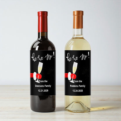 Ho-Ho-Ho! Champagne Personalized Wine Labels (Set of 12)