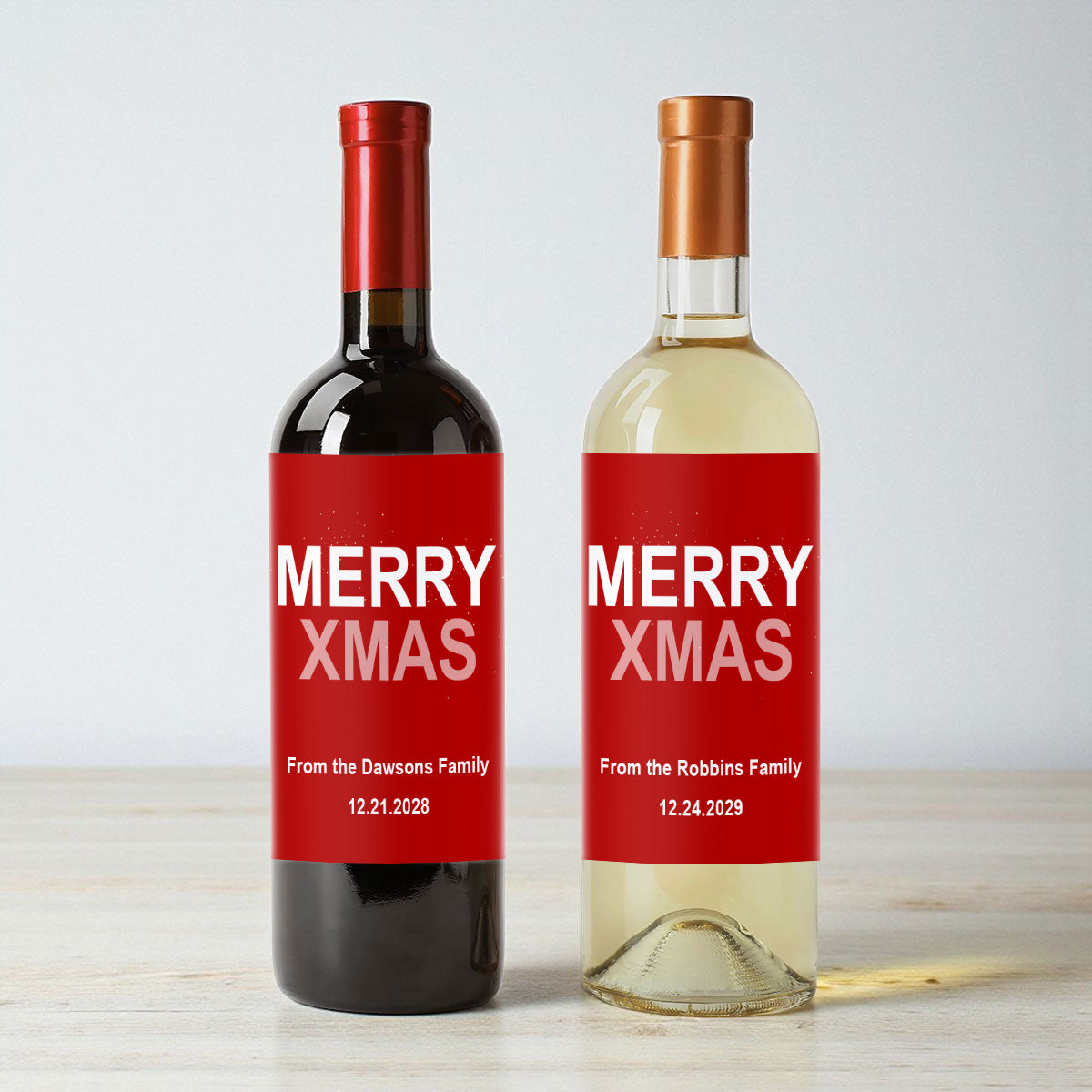 Merry Xmas Personalized Wine Labels (Set of 12)