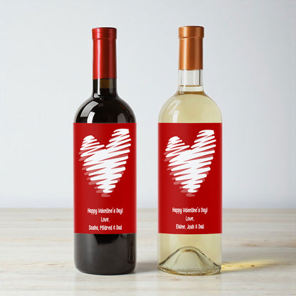 Heart Drawing Personalized Wine Labels (Set of 12)