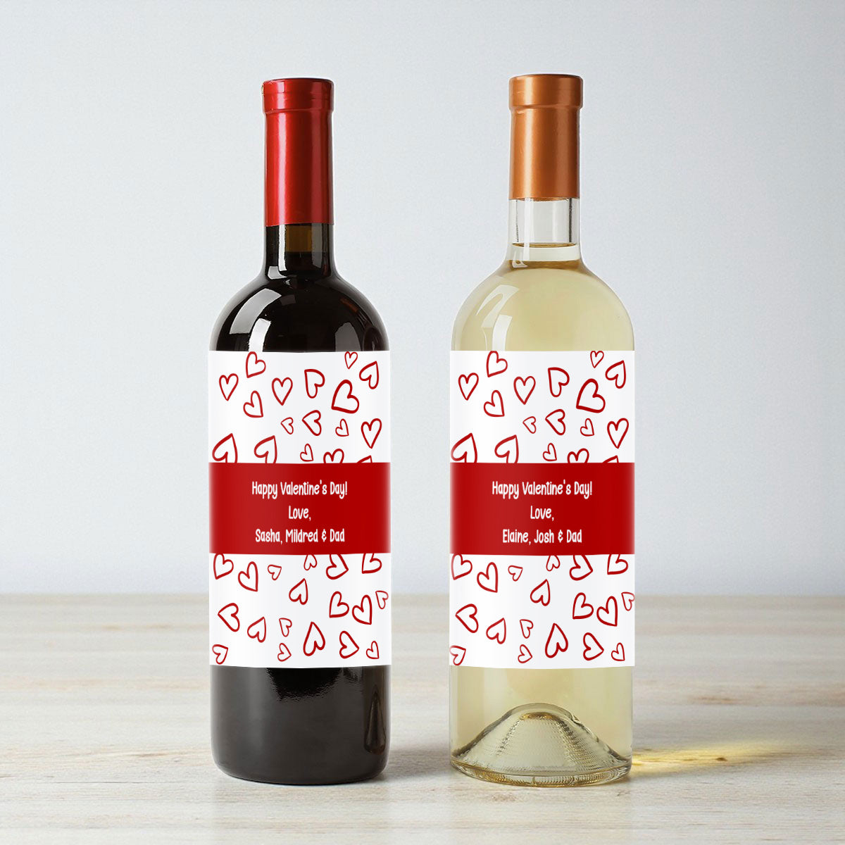 Heart Doodles Personalized Wine Labels (Set of 12)