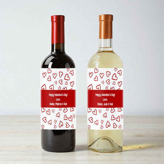 Heart Doodles Personalized Wine Labels (Set of 12)