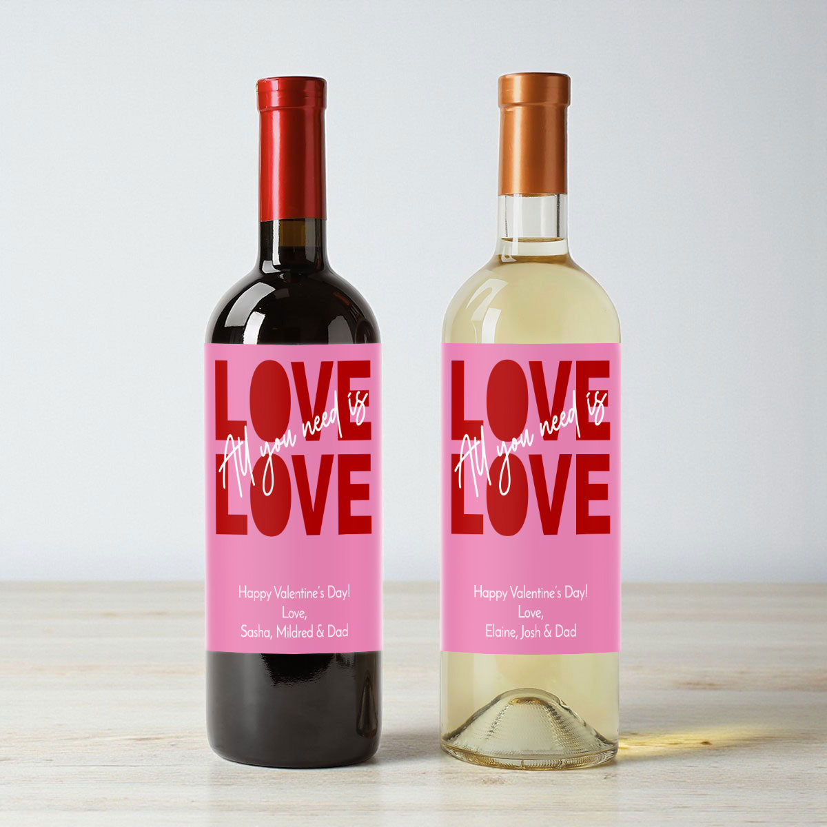 All You Need Is Love Personalized Wine Labels (Set of 12)