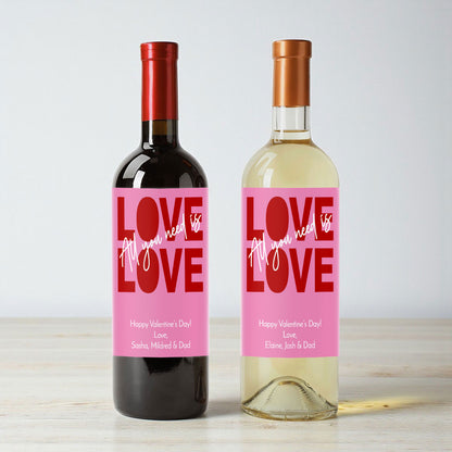 All You Need Is Love Personalized Wine Labels (Set of 12)