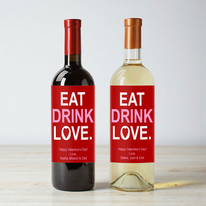 Eat Drink Love Personalized Wine Labels (Set of 12)