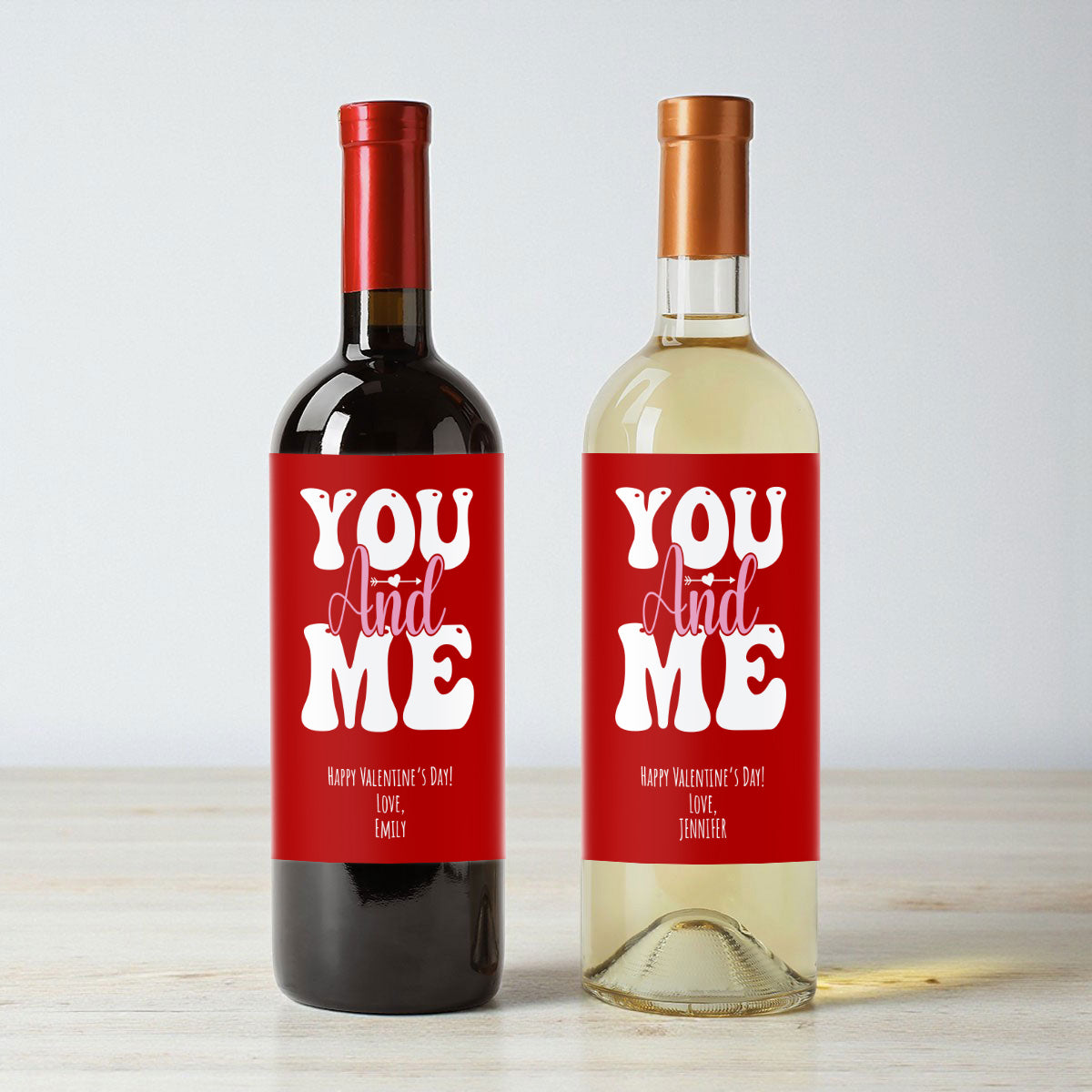 You And Me Personalized Wine Labels (Set of 12)
