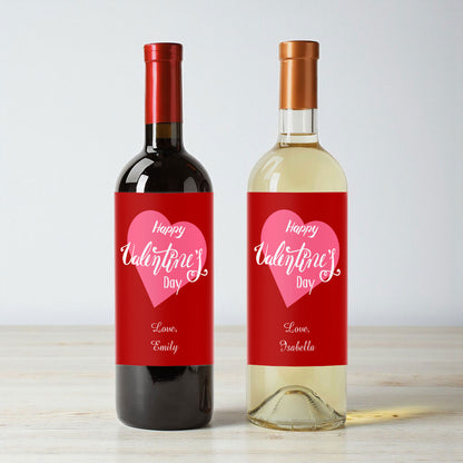 Happy Valentine's Day Heart Personalized Wine Labels (Set of 12)