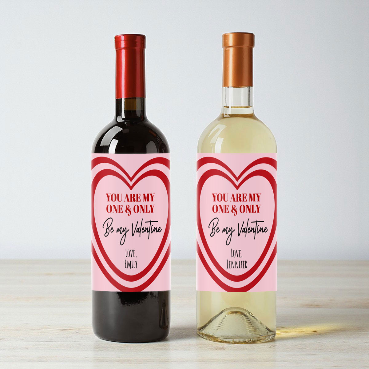 You Are My One & Only Be My Valentine Personalized Wine Labels (Set of 12)