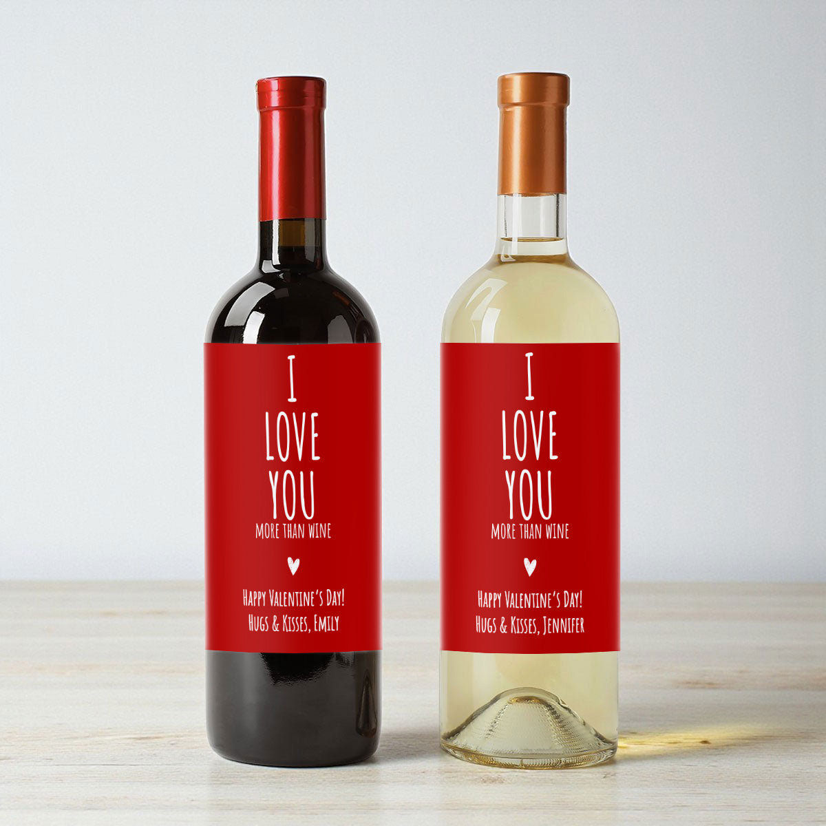 I Love You More Than Wine Personalized Wine Labels (Set of 12)