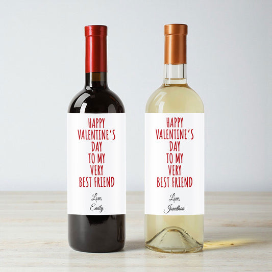 Happy Valentine's Day To My Very Best Friend Personalized Wine Labels (Set of 12)