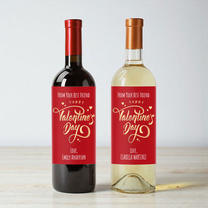 Happy Valentine's Day Personalized Wine Labels (Set of 12)