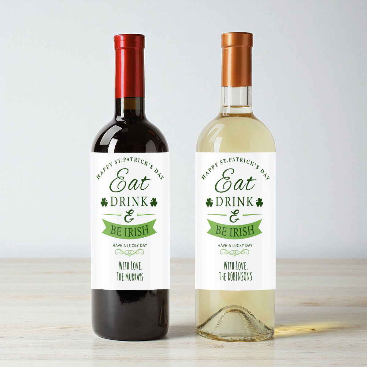 Eat Drink & Be Irish Personalized Wine Labels (Set of 12)