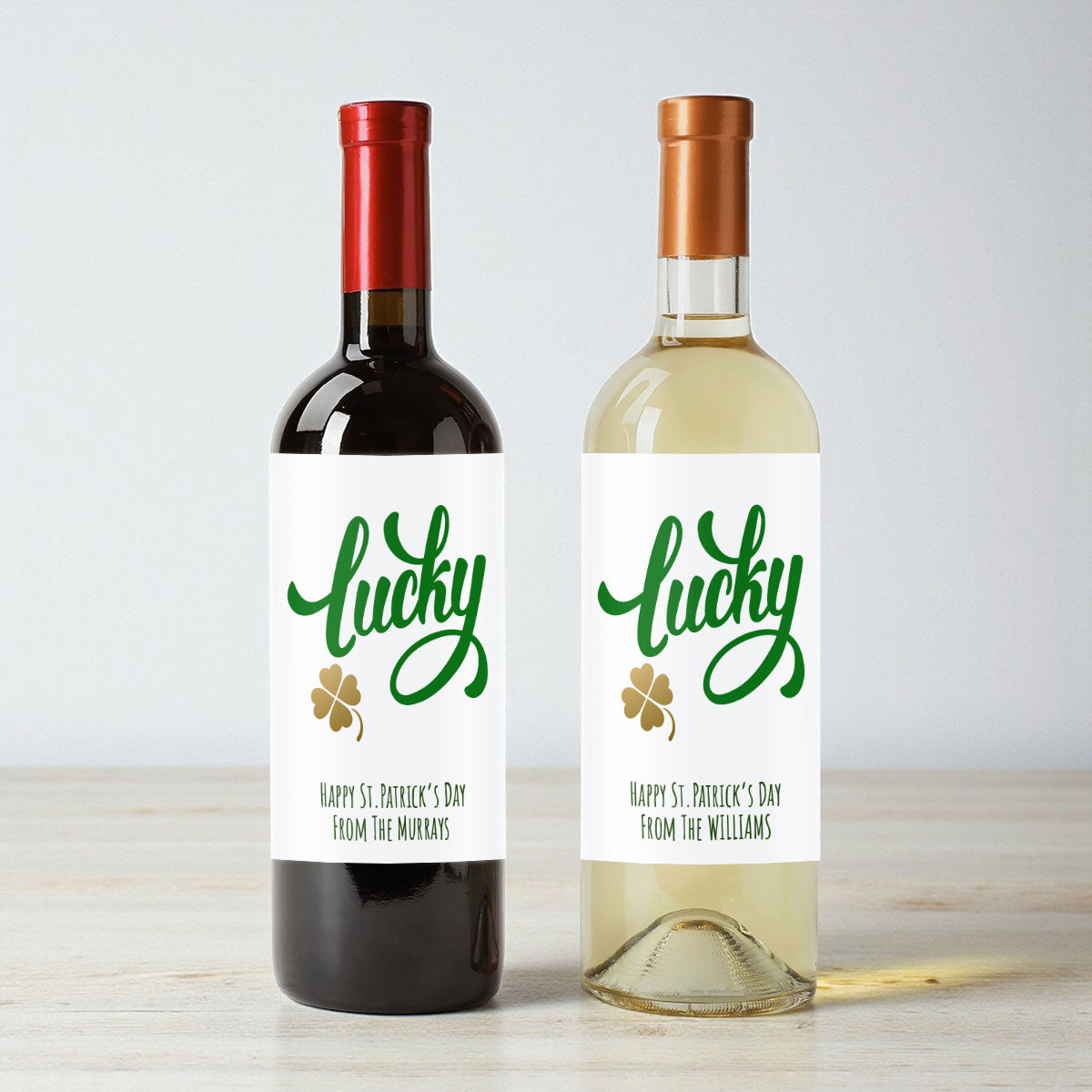 Four-Leaf Clover Lucky Personalized Wine Labels (Set of 12)