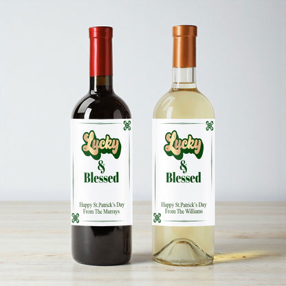 Lucky & Blessed Personalized Wine Labels (Set of 12)
