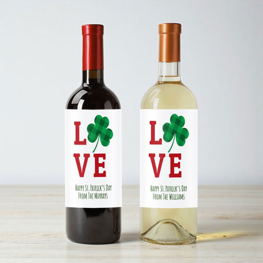Love Shamrock Personalized Wine Labels (Set of 12)