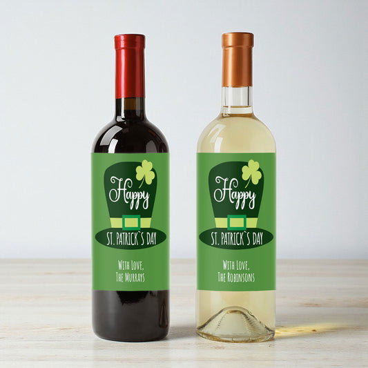 Happy St. Patrick's Day Personalized Wine Labels (Set of 12)
