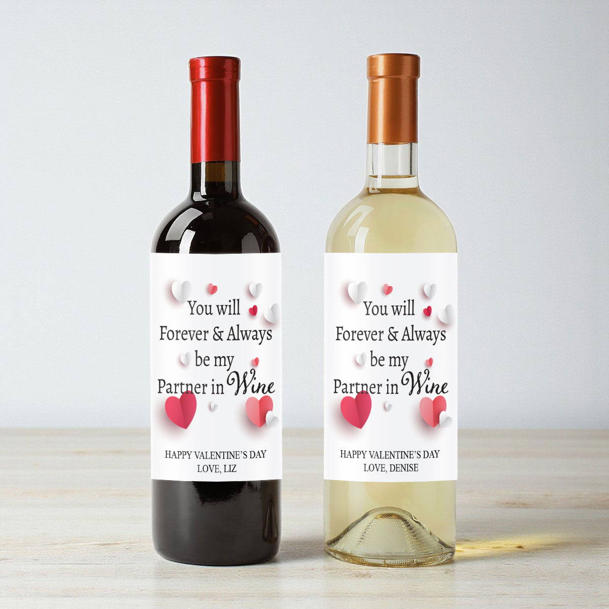 You Will Forever & Always Be My Partner In Wine Personalized Wine Labels (Set of 12)