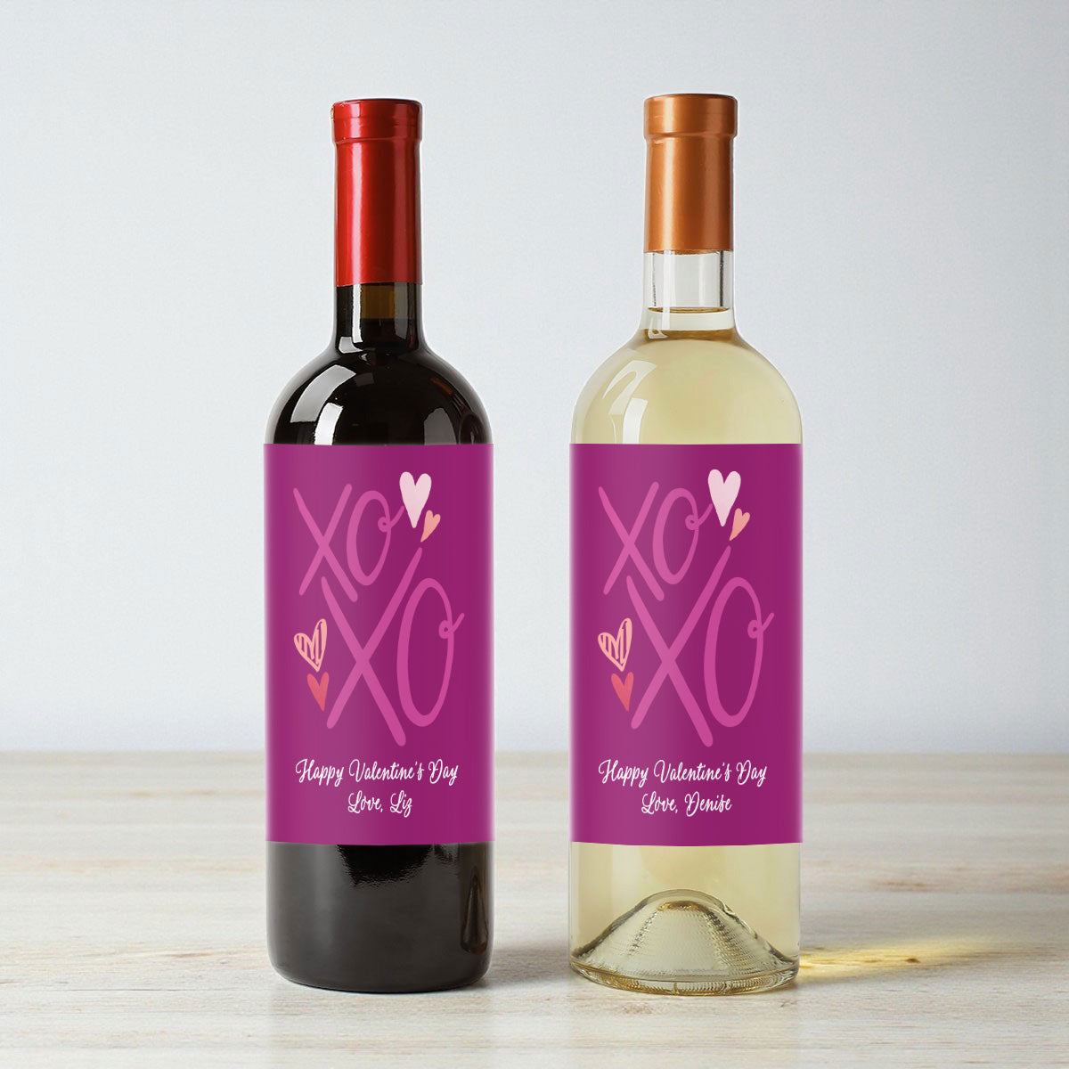 XOXO Hearts Personalized Wine Labels (Set of 12)