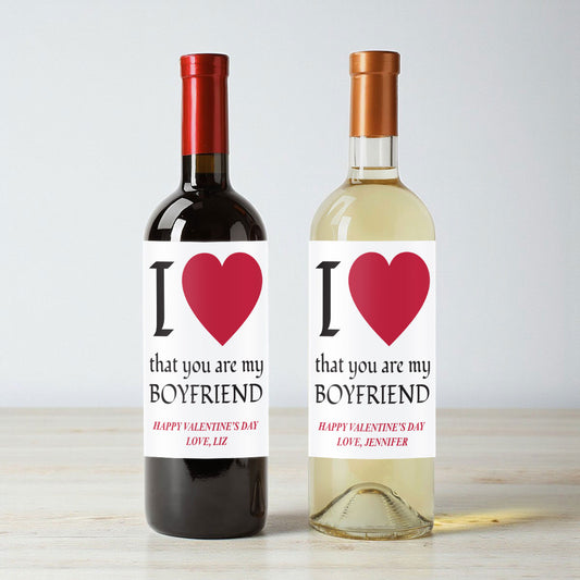 I Love That You Are My Boyfriend Personalized Wine Labels (Set of 12)