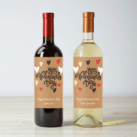 Happy Valentine's Day Personalized Wine Labels (Set of 12)