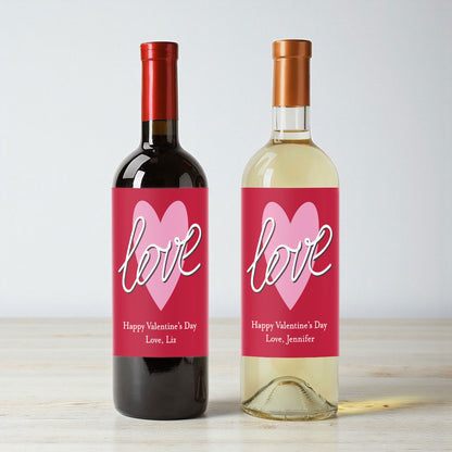 Love Heart Personalized Wine Labels (Set of 12)