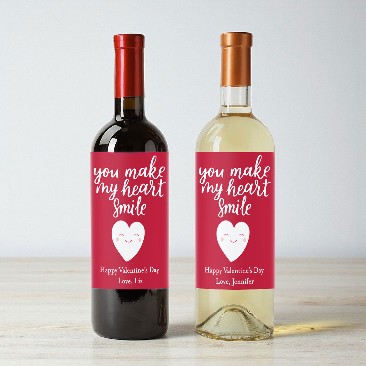 You Make My Heart Smile Personalized Wine Labels (Set of 12)