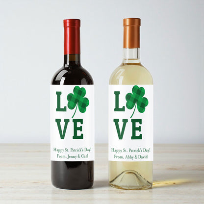 Love Shamrock Personalized Wine Labels (Set of 12)