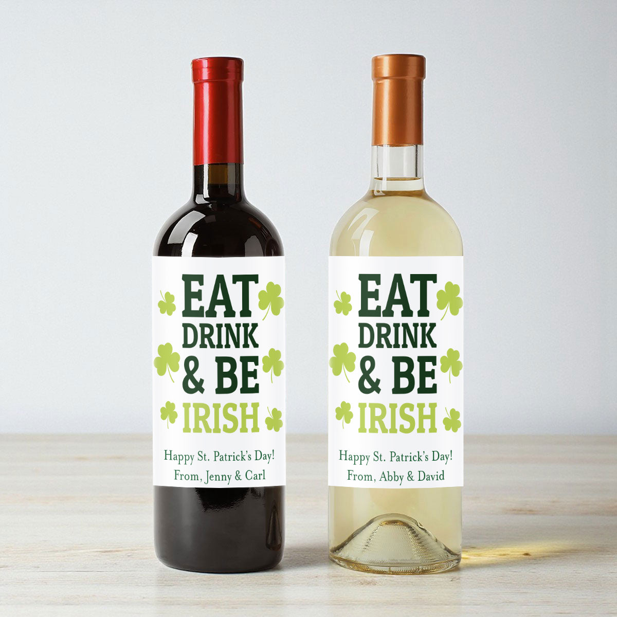Eat Drink & Be Irish Personalized Wine Labels (Set of 12)