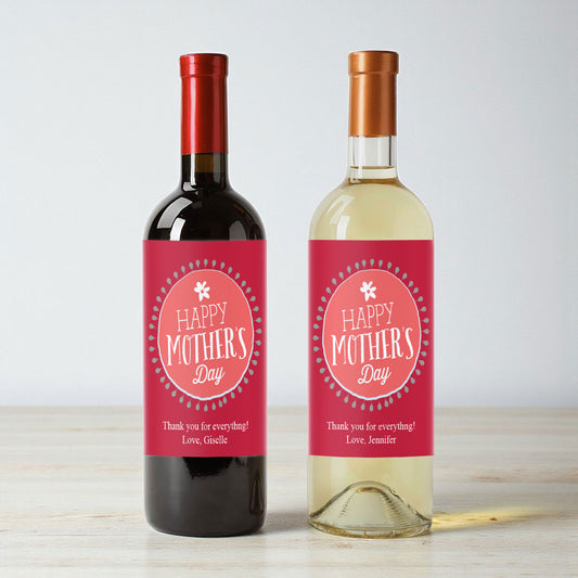 Happy Mother's Day Personalized Wine Labels (Set of 12)
