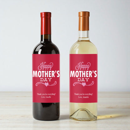 Happy Mother's Day Personalized Wine Labels (Set of 12)
