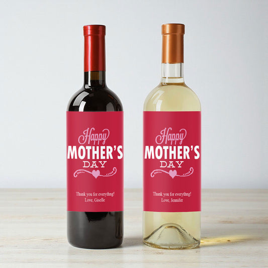 Happy Mother's Day Personalized Wine Labels (Set of 12)
