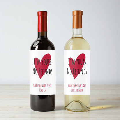 I'm Yours No Refund Personalized Wine Labels (Set of 12)
