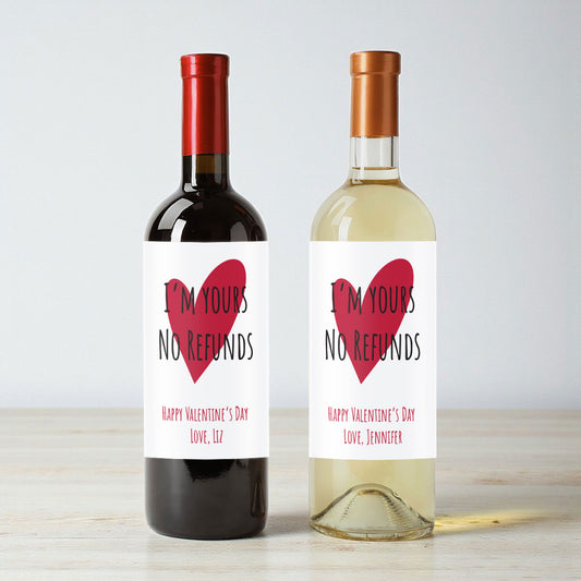 I'm Yours No Refund Personalized Wine Labels (Set of 12)