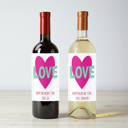Love Heart Doodle Personalized Wine Labels (Set of 12)