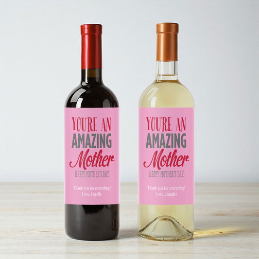 You're An Amazing Mother Personalized Wine Labels (Set of 12)