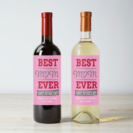 Best Mom Ever Personalized Wine Labels (Set of 12)