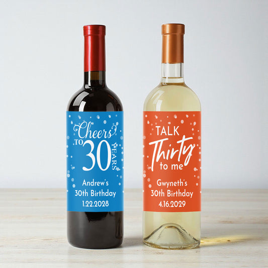 30th Birthday Personalized Wine Labels (Set of 12)