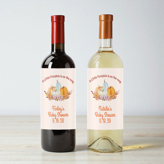 A Little Pumpkin Is On The Way Personalized Wine Labels (Set of 12)