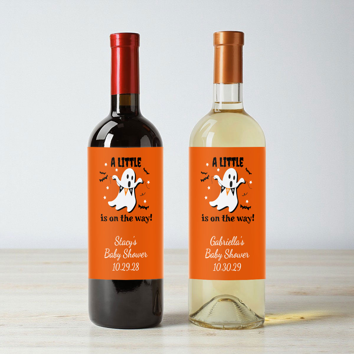 A Little Boo Is On The Way Personalized Wine Labels (Set of 12)