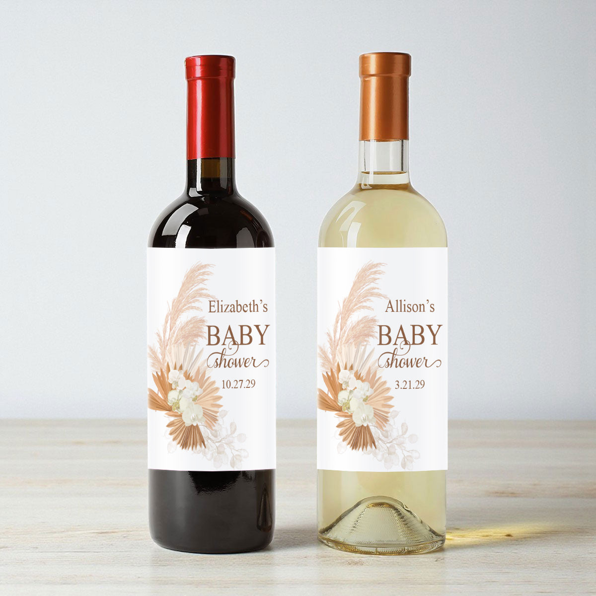 Boho Baby Shower Personalized Wine Labels (Set of 12)