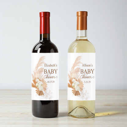 Boho Baby Shower Personalized Wine Labels (Set of 12)