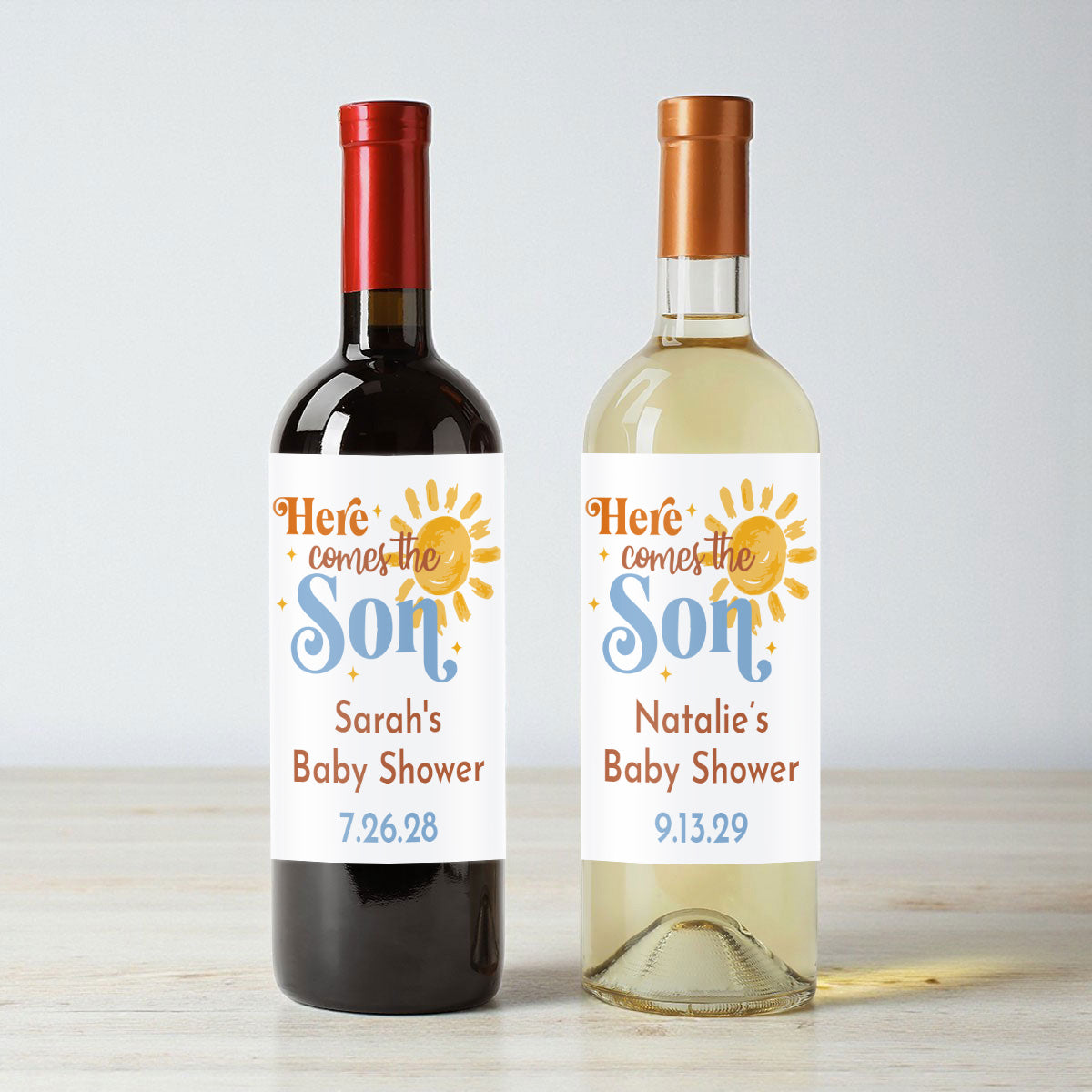 Here Comes The Son Personalized Wine Labels (Set of 12)