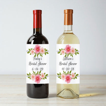 Flower Bridal Shower Personalized Wine Labels (Set of 12)