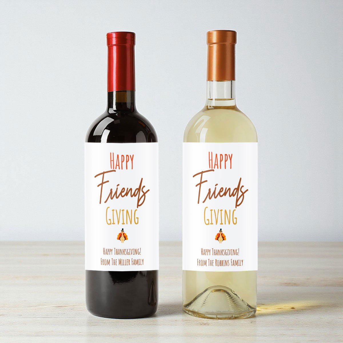 Happy Friends-Giving Personalized Wine Labels (Set of 12)