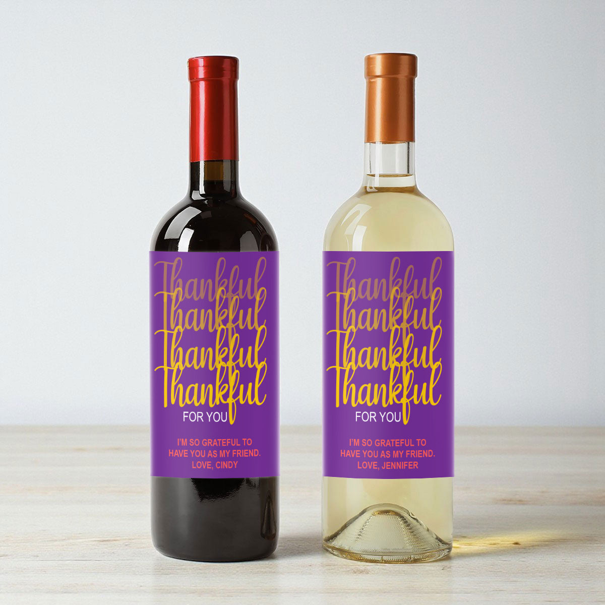 Thankful For You Personalized Wine Labels (Set of 12)