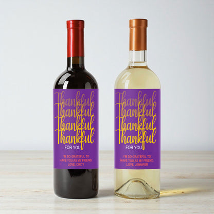 Thankful For You Personalized Wine Labels (Set of 12)