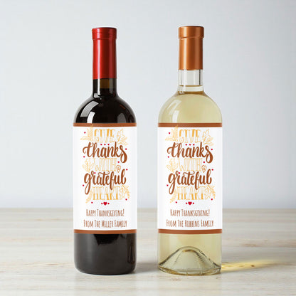 Give Thanks With Grateful Heart Personalized Wine Labels (Set of 12)