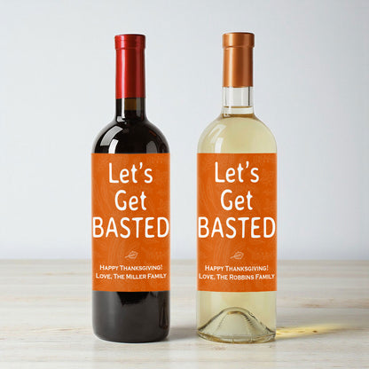 Let's Get Basted Personalized Wine Labels (Set of 12)