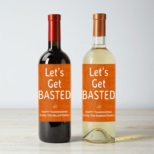 Let's Get Basted Personalized Wine Labels (Set of 12)