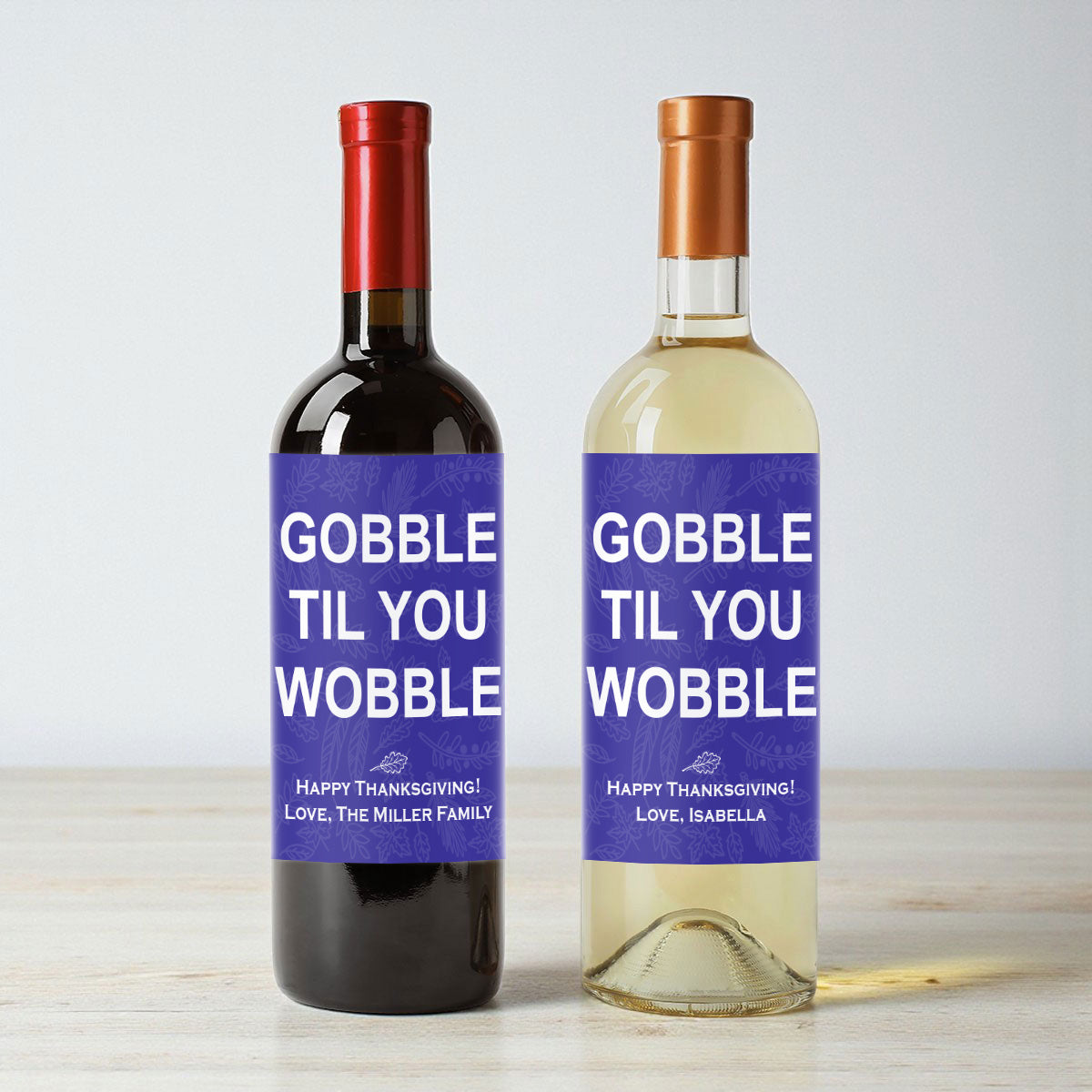 Gobble Til You Wobble Personalized Wine Labels (Set of 12)