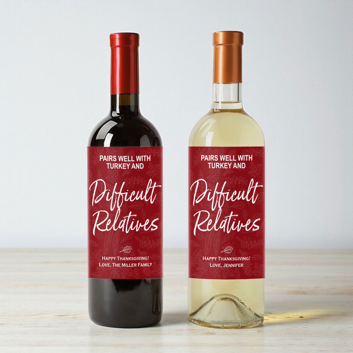 Difficult Relatives Personalized Wine Labels (Set of 12)